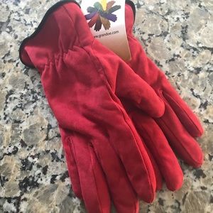 Grandoe red water resistant suede gloves